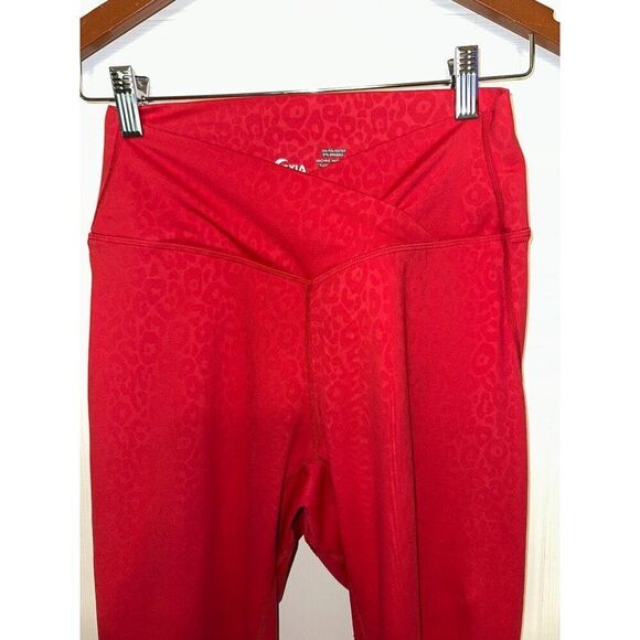 Zyia Light N Tight Cross Front Red Leopard Ruched Back Hi-Rise Leggings Sz 8-10 - Picture 7 of 16